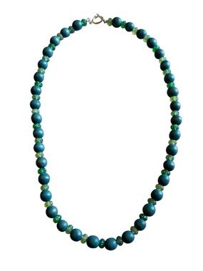 Designer-Style Teal Beaded Necklace